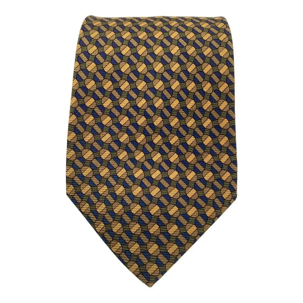 HARMONT & BLAINE Yellow Geometric Silk Tie Made In Italy 60"- 4" EX COND - Picture 1 of 6